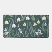 Witte sneeuwklokjes bloemen op groen bureaumat (Voorkant)