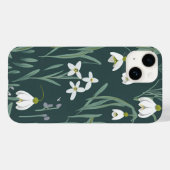 Witte sneeuwklokjes bloemen op groen Case-Mate iPhone case (Achterkant (horizontaal))