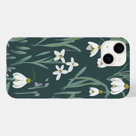 Witte sneeuwklokjes bloemen op groen Case-Mate iPhone case (Achterkant (horizontaal))