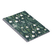 Witte sneeuwklokjes bloemen op groen notitieboek (Rechterzijde)