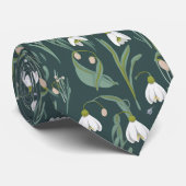 Witte sneeuwklokjes bloemen op groen stropdas (Opgerold)