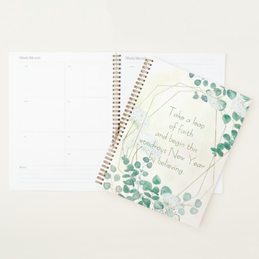 Witte sneeuwkloktakken met achtergrond handverf planner (Display)