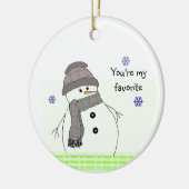 Witte Sneeuwman in de Winter Keramisch Ornament (Links)