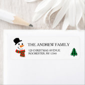 Witte Sneeuwman & Kerstboom Kerstmis Etiket (Insitu)