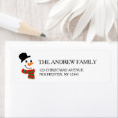 Witte Sneeuwman Kerstmis Adres Etiket (Insitu)