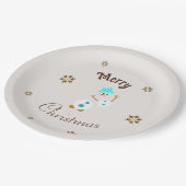 Witte sneeuwman papieren bordje (Gekanteld)