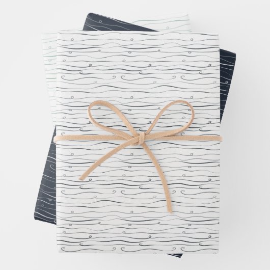 Witte sneeuwstorm, zeeblauw, turkooizen inpakpapier vel (In situ)