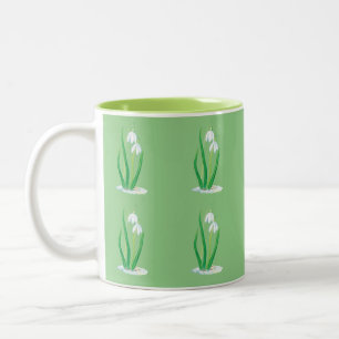 Witte sneeuwval (Galanthus nivalis) in het voorjaa Tweekleurige Koffiemok