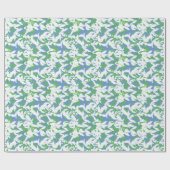 Witte sneeuwval op Powder Blue Floral Pattern Cadeaupapier (Vlak)