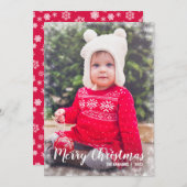 Witte Sneeuwvlok Border Foto Kerstmis Kaarten (Voorkant / Achterkant)