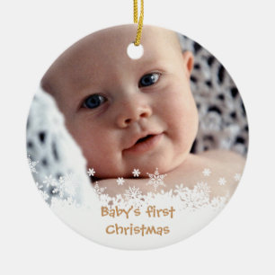 Witte sneeuwvlok bruin gingerbrood kind op maat fo keramisch ornament