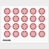 Witte Sneeuwvlok (Cranberry) Ronde Sticker (Vel)