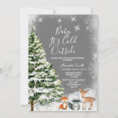 Witte Sneeuwvlok Dier Evergreen Trees Baby shower Kaart (Voorkant)