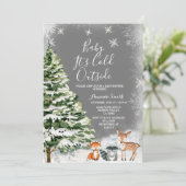 Witte Sneeuwvlok Dier Evergreen Trees Baby shower Kaart (Staand voorkant)