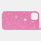 Witte sneeuwvlok en polka stippen in roze achtergr Case-Mate iPhone case (Achterkant (horizontaal))