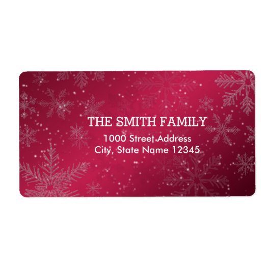 Witte Sneeuwvlok Glitter Kerstvakantie Etiket (Voorkant)