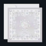 Witte sneeuwvlok kaart<br><div class="desc">In de winter herfsten deze witte sneeuwvlokken op mijn denkbeeldige wereld. Ze hebben 7 takken,  zachte grijs / witte tinten en strass ingebed in. Voor iedereen die houdt van glinsterende witte en besneeuwde feestdagen.</div>