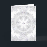 Witte sneeuwvlok kaart<br><div class="desc">In de winter herfsten deze witte sneeuwvlokken op mijn denkbeeldige wereld. Ze hebben 7 takken,  zachte grijs / witte tinten en strass ingebed in. Voor iedereen die houdt van glinsterende witte en besneeuwde feestdagen.</div>
