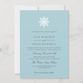 Witte Sneeuwvlok Lichtblauwe Winter Formele Huweli Kaart (Voorkant)