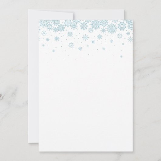 Witte Sneeuwvlok Lichtblauwe Winter Formele Huweli Kaart (Achterkant)