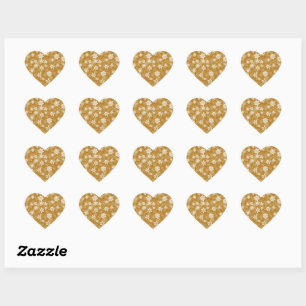 Witte Sneeuwvlok Luxe Geel Elegant Kerstmis Hart Sticker
