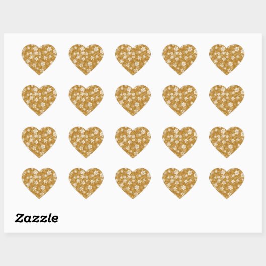 Witte Sneeuwvlok Luxe Geel Elegant Kerstmis Hart Sticker (Vel)
