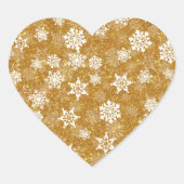 Witte Sneeuwvlok Luxe Geel Elegant Kerstmis Hart Sticker (Voorkant)
