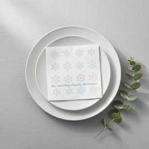 Witte sneeuwvlok monogram kerstservetten servet