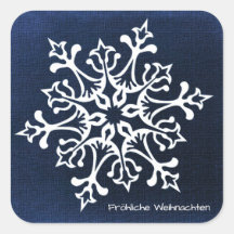 Witte Sneeuwvlok op Blauw Fröhliche Weihnachten
