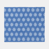 Witte Sneeuwvlok op Blauw Kerstmis Vakantie Patroo Fleece Deken (Voorkant (Horizontaal))
