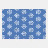 Witte Sneeuwvlok op Blauw Kerstmis Vakantie Patroo Inpakpapier Vel (Voorkant 2)
