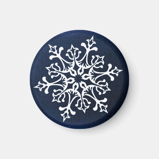 Witte sneeuwvlok op blauw magneet (Voorkant)