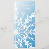 Witte Sneeuwvlok op Blauw Winter Bruiloftsprogramm Programmakaart (Voorkant)
