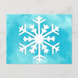 Witte sneeuwvlok op blauwe Waterverf achtergrond Briefkaart
