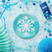 Witte sneeuwvlok op blauwe Waterverf achtergrond Papieren Bordje (Feest)