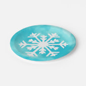 Witte sneeuwvlok op blauwe Waterverf achtergrond Papieren Bordje (Gekanteld)