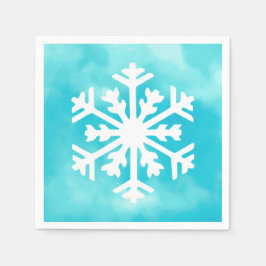 Witte sneeuwvlok op blauwe Waterverf achtergrond Servet