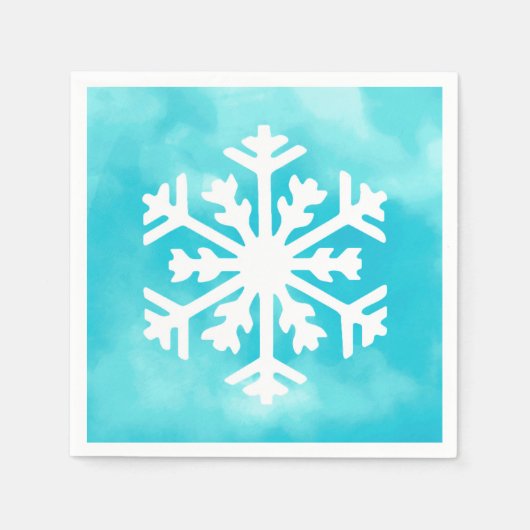 Witte sneeuwvlok op blauwe Waterverf achtergrond Servet (Voorkant)
