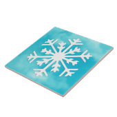 Witte sneeuwvlok op blauwe Waterverf achtergrond Tegeltje (Zijkant)