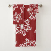 Witte sneeuwvlok op Crimson Red Bad Handdoek (Insitu)