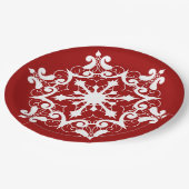 Witte sneeuwvlok op Crimson Red Papieren Bordje (Gekanteld)
