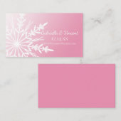 Witte sneeuwvlok op de website van het roze winter informatiekaartje (Voorkant / Achterkant)