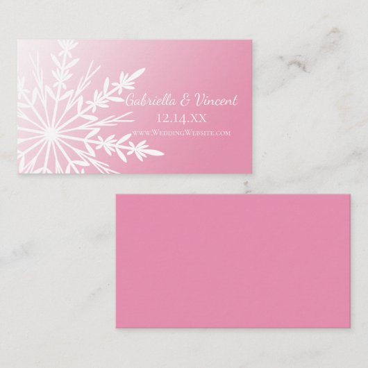 Witte sneeuwvlok op de website van het roze winter informatiekaartje (Voorkant / Achterkant)