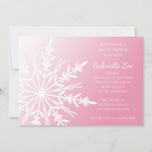 Witte sneeuwvlok op het Roze Vrijgezellenfeest Kaart (Voorkant)