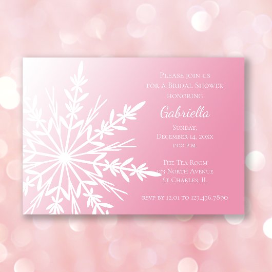 Witte sneeuwvlok op het Roze Vrijgezellenfeest RSVP Kaartje
