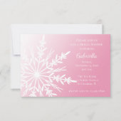 Witte sneeuwvlok op het Roze Vrijgezellenfeest RSVP Kaartje (Voorkant)