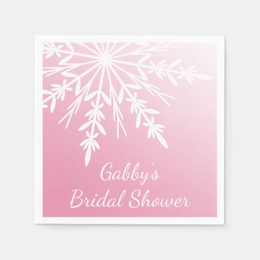 Witte sneeuwvlok op het Roze Vrijgezellenfeest Servet (Voorkant)
