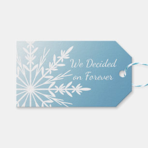 Witte sneeuwvlok op Ice Blue Winter Save the Date Cadeaulabel