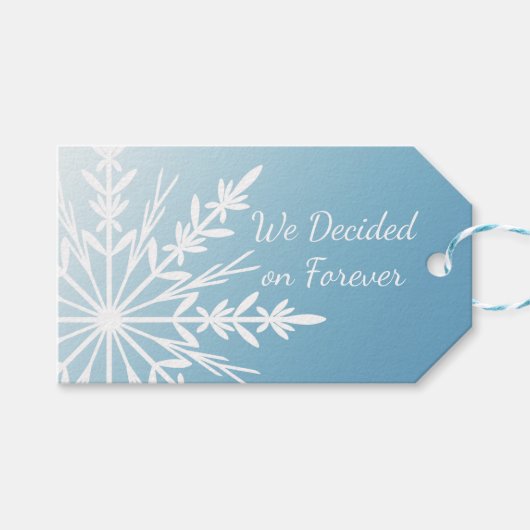 Witte sneeuwvlok op Ice Blue Winter Save the Date Cadeaulabel (Voorkant (Horizontaal))