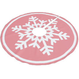 Witte Sneeuwvlok op Licht Blush Koraal Roze Kerstboom Rok